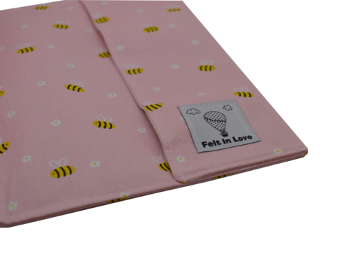 θήκη βιβλίου ροζ με μελισσούλες 2