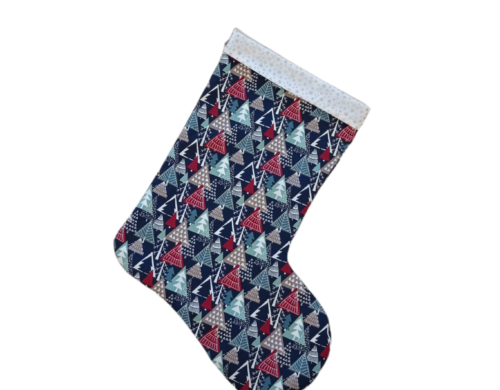 Χριστουγεννιάτικη κάλτσα μπλε με δεντράκια