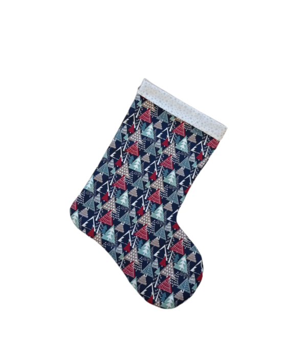 Χριστουγεννιάτικη κάλτσα μπλε με δεντράκια