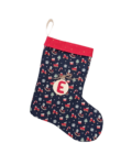χριστουγεννιάτικη κάλτσα μπλε με μονόγραμμα ξύλινο στολίδι