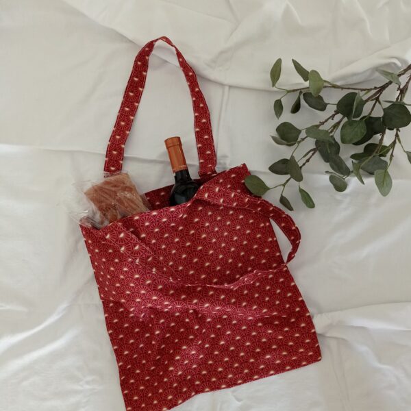 Τσάντα για το ψώνια tote bag κανελί με βεντάλιες