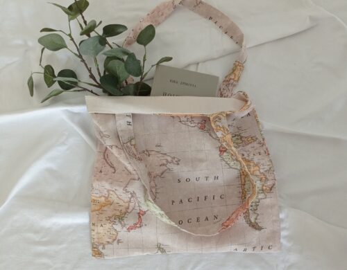 Τσάντα για το ψώνια tote bag χάρτης μπεζ